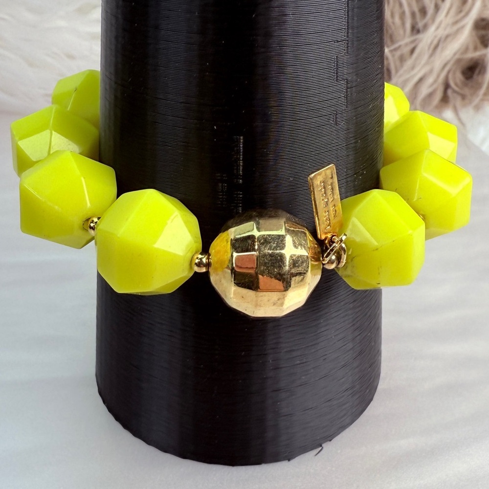 Kate Spade Yellow and Goldtone Large Beaded Strech Bracelet - Picture 10 of 15